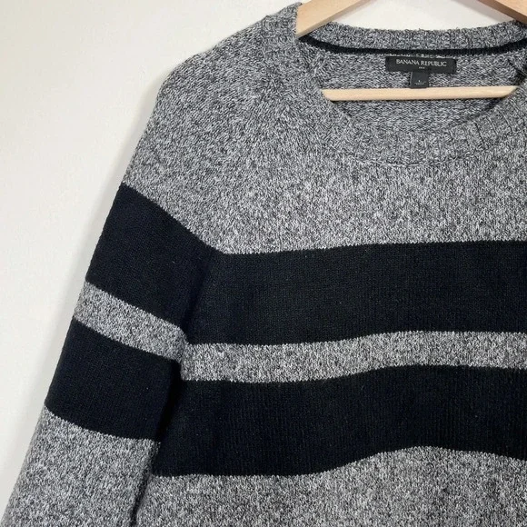 Banana Republic Two Black Stripped  Grey Sweater - Picture 7 of 14
